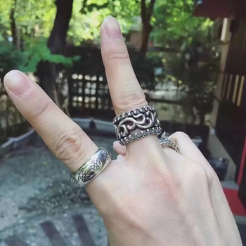 Unisex prsten s križem, tajlandsko srebro, debeli kružni prsten, retro punk hip-hop stil