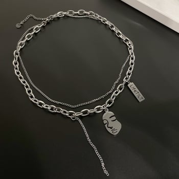 Ogrlica s portretom od titanskog čelika, otporna na izblijeđenje, dvostruki sloj, unisex, zapadnjački hip-hop stil