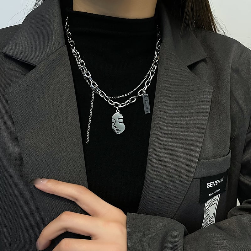 Ogrlica s portretom od titanskog čelika, otporna na izblijeđenje, dvostruki sloj, unisex, zapadnjački hip-hop stil