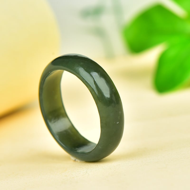 Prirodni prsten Hetianskog nefrita, unisex kružni prsten, stil za parove, pravi zeleni nefrit
