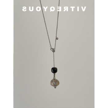 Vintage keramički dugi lančić s Bodhi perlama, ručna izrada, unisex, perle fiksne