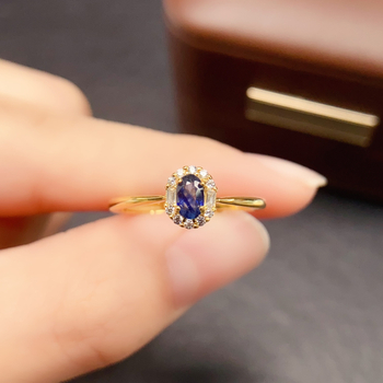 Prsten od prirodnog safira, srebro 925, glavni kamen 3×5 mm, prilagodljiv obod, svestran ženski nakit