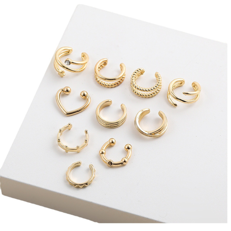 Ušni klipsovi u obliku slova C, unisex, minimalistički dizajn, set od 10 komada