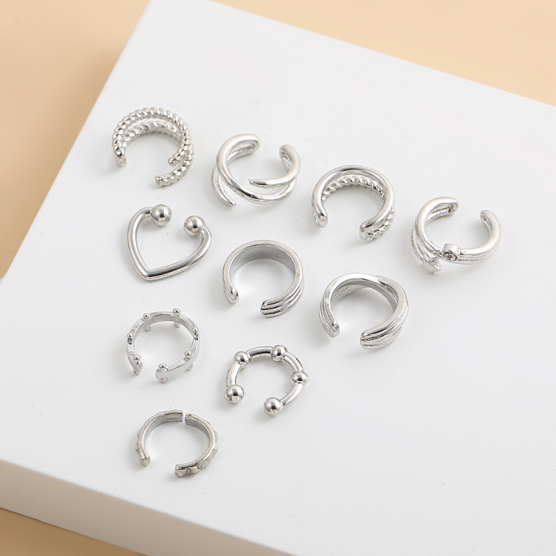 Ušni klipsovi u obliku slova C, unisex, minimalistički dizajn, set od 10 komada