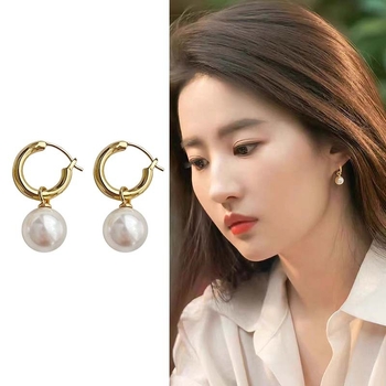 Naušnice s perlom u kapkovitom obliku, geometrijski dizajn, minimalistički stil, za žene