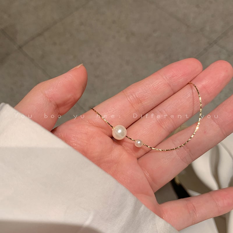 Ženska biserna ogrlica – korejskog inspiriran minimalistički dizajn, elegantna i svestrana, prilagodljiva duljina 21–50 cm