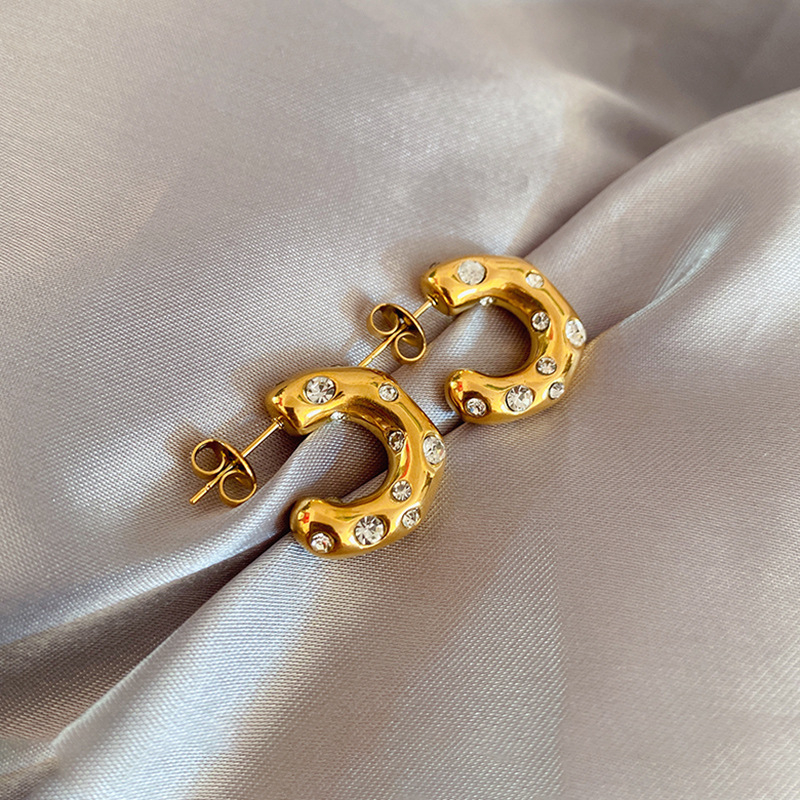 Zlatne luksuzne naušnice s šarenim cirkonima, francuski retro stil, elegantne metalne naušnice za žene
