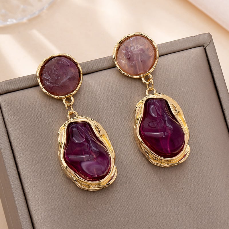Naušnice od legure s kapljicom vode i mjesečevim uzorkom, retro stil, elegantne stud naušnice za žene