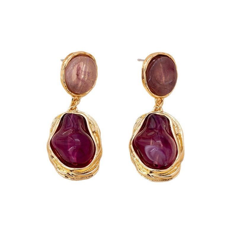 Naušnice od legure s kapljicom vode i mjesečevim uzorkom, retro stil, elegantne stud naušnice za žene