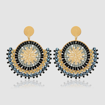 Naušnice u obliku fanova od rižinih perlica, ručno pletene bead naušnice, retro euro-američki stil