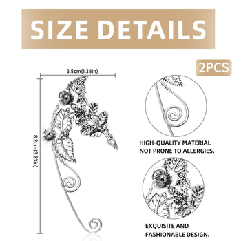 Ruyue Cercei clip-on geometrici pentru femei – stil elf, fără găuri în lob