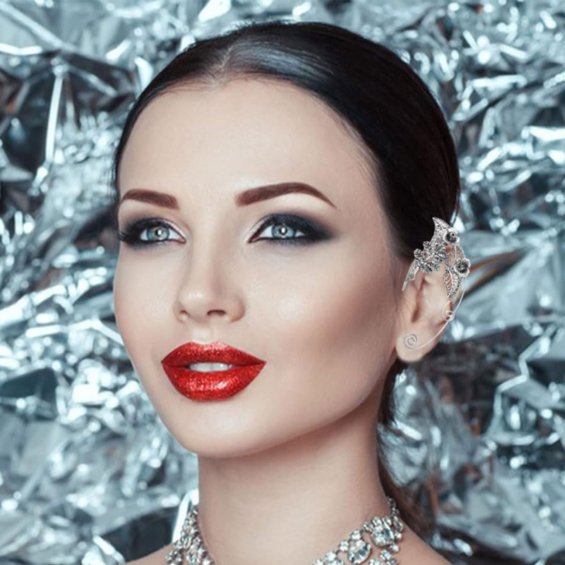 Ruyue Cercei clip-on geometrici pentru femei – stil elf, fără găuri în lob