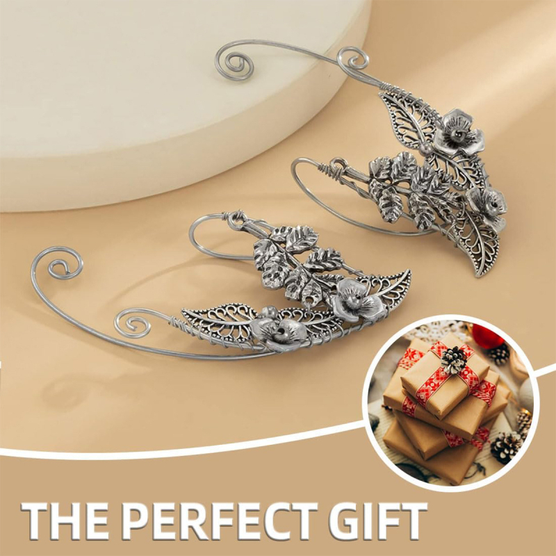 Ruyue Cercei clip-on geometrici pentru femei – stil elf, fără găuri în lob