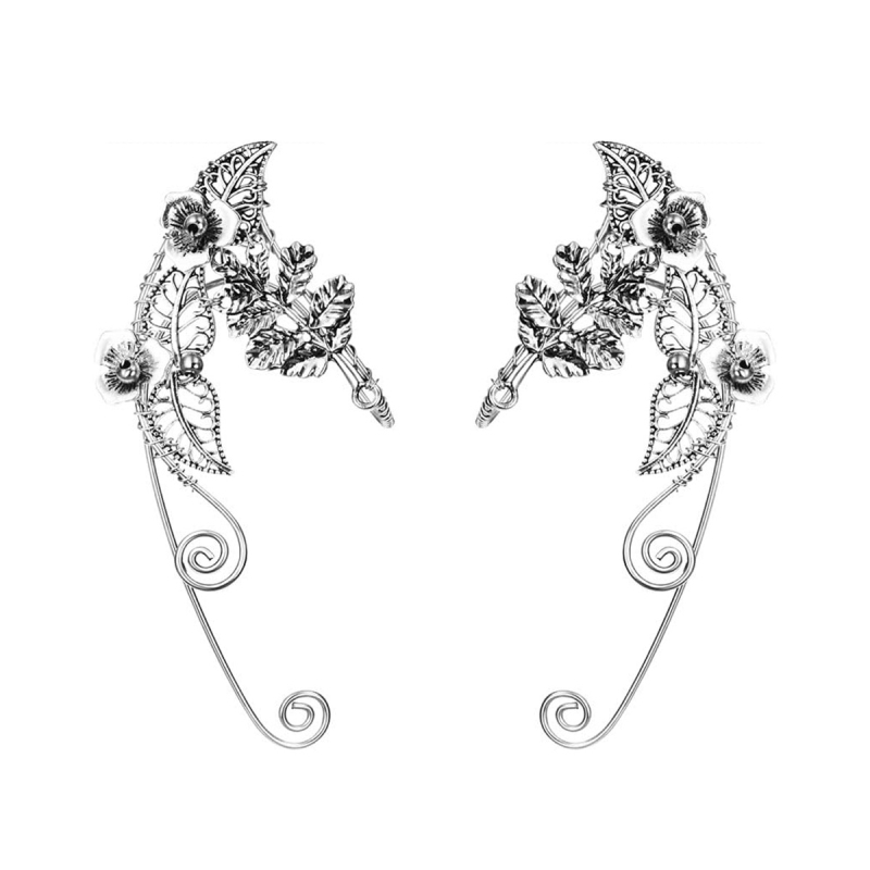 Ruyue Cercei clip-on geometrici pentru femei – stil elf, fără găuri în lob