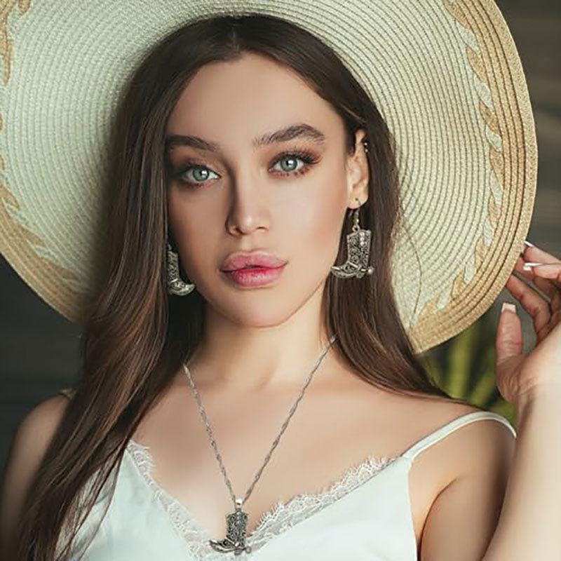 Boho punk Western denim set naušnice i ogrlica