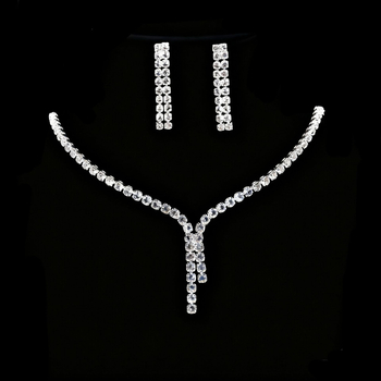 Elegantni set ogrlice i naušnica s kristalima za žene, vjenčani nakit, minimalistički stil