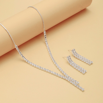 Elegantni set ogrlice i naušnica s kristalima za žene, vjenčani nakit, minimalistički stil