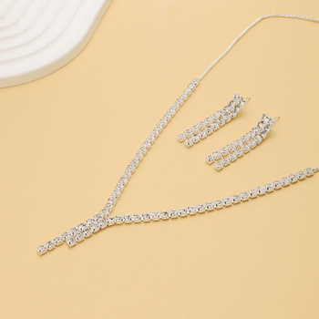 Elegantni set ogrlice i naušnica s kristalima za žene, vjenčani nakit, minimalistički stil