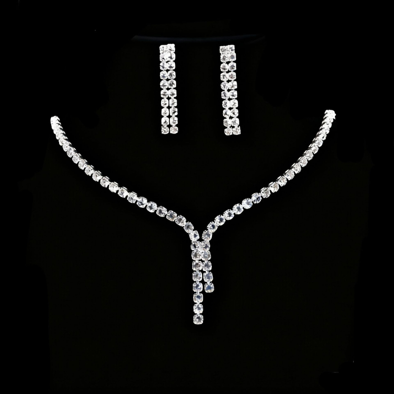 Elegantni set ogrlice i naušnica s kristalima za žene, vjenčani nakit, minimalistički stil