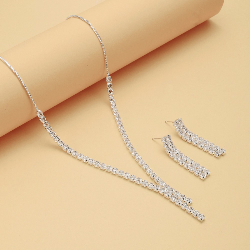 Elegantni set ogrlice i naušnica s kristalima za žene, vjenčani nakit, minimalistički stil