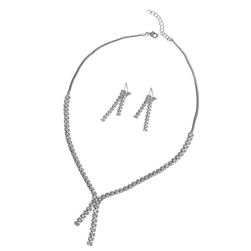 Elegantni set ogrlice i naušnica s kristalima za žene, vjenčani nakit, minimalistički stil