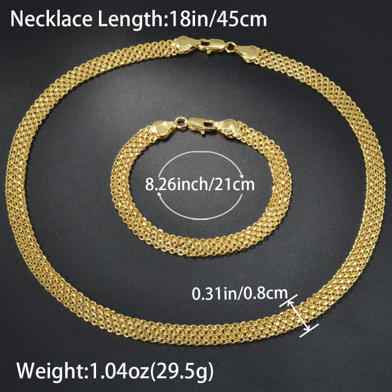 Unisex set ogrlice i narukvice od mrežastog lanca, hrabri hip-hop stil whip lanac, bakreni detalji