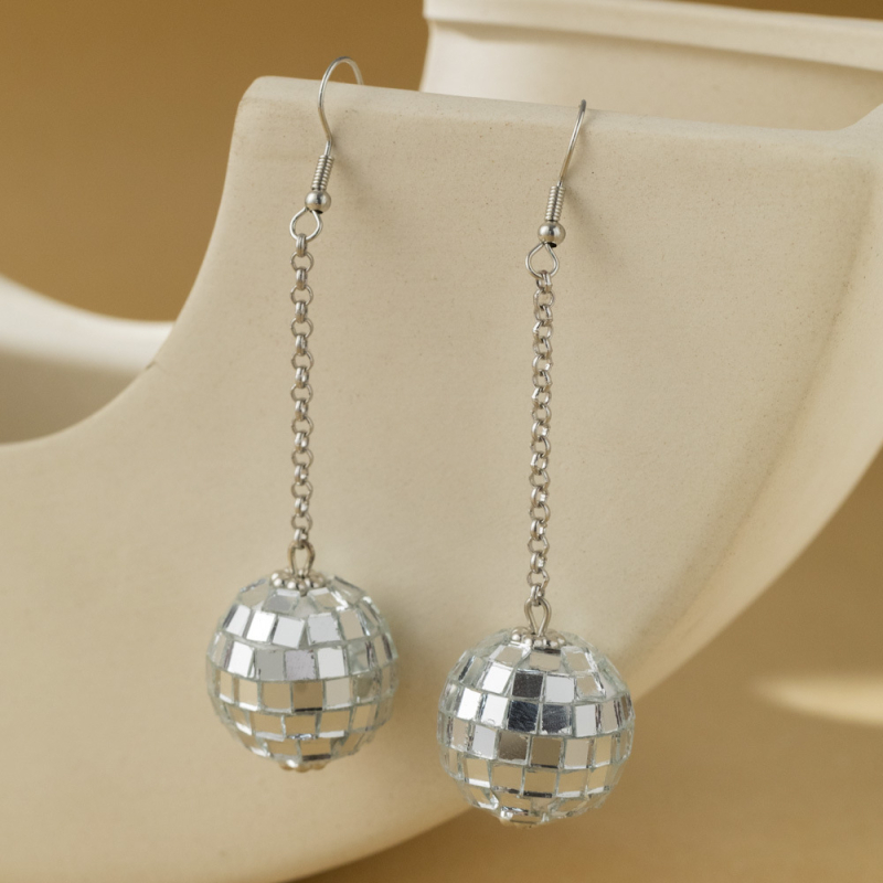 Disko srebrni set nakita, minimalistički četverodjelni set za žene
