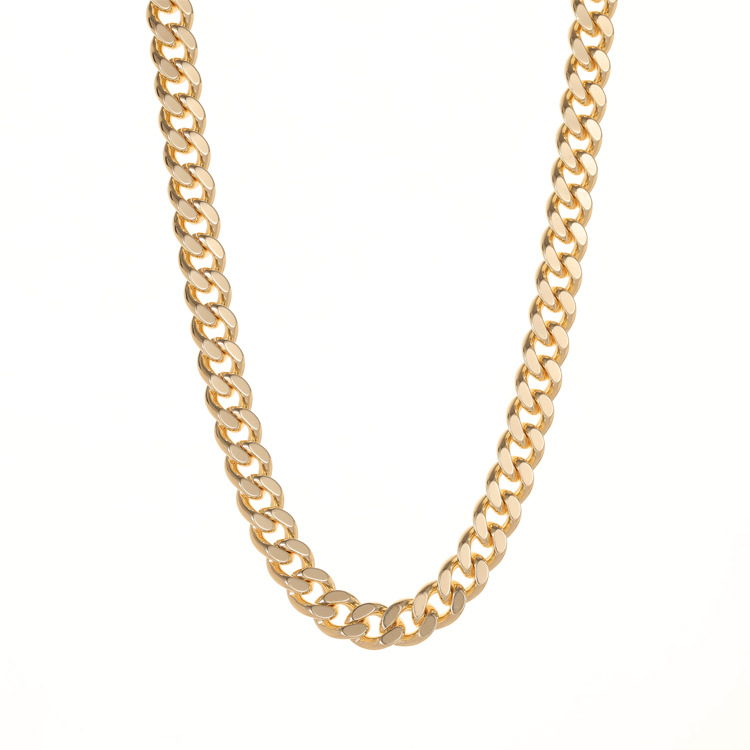 Bakreni kubanski lanac: set narukvice i ogrlice s premazom od 14K zlata, unisex, hip-hop nakit s debelim lancem