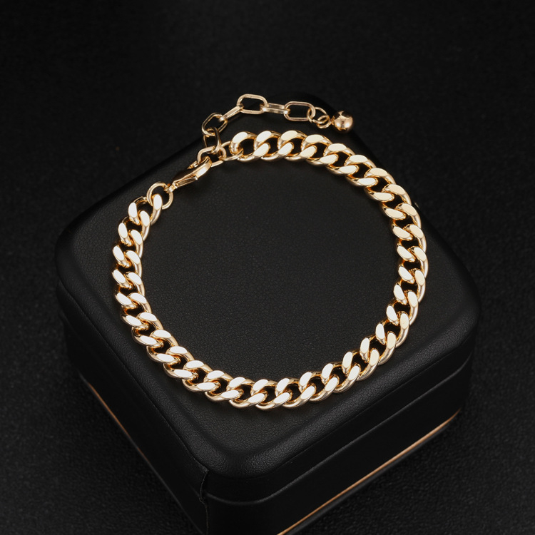 Bakreni kubanski lanac: set narukvice i ogrlice s premazom od 14K zlata, unisex, hip-hop nakit s debelim lancem