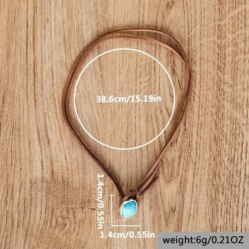 Ženski ogrlica od cinkovog legura s turkiznim privjeskom, geometrijski retro-literarni dizajn, duljina 41–50 cm