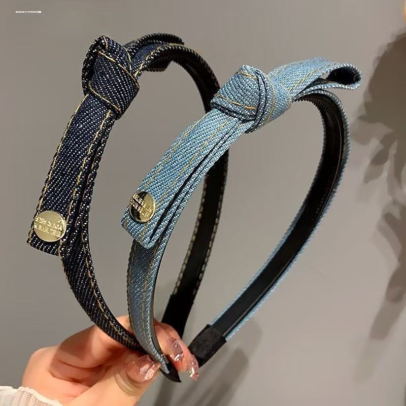Vintage slatka kopča za kosu i traka za žene — 2025 novi model, denim plava mašna, svestran elegantan dodatak za kosu