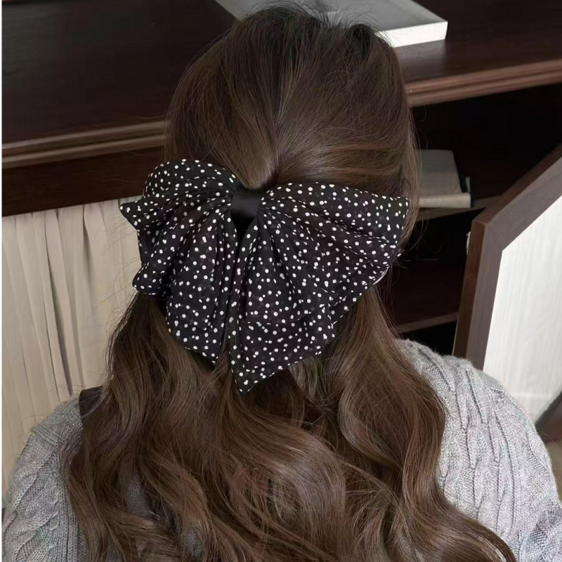 Francuski stil retro mreža s točkicama, kopča za kosu s mašnicom, mala klipsa u obliku ajkule, polu-uspravljen frizura, dodatak za kosu u stilu Chanel