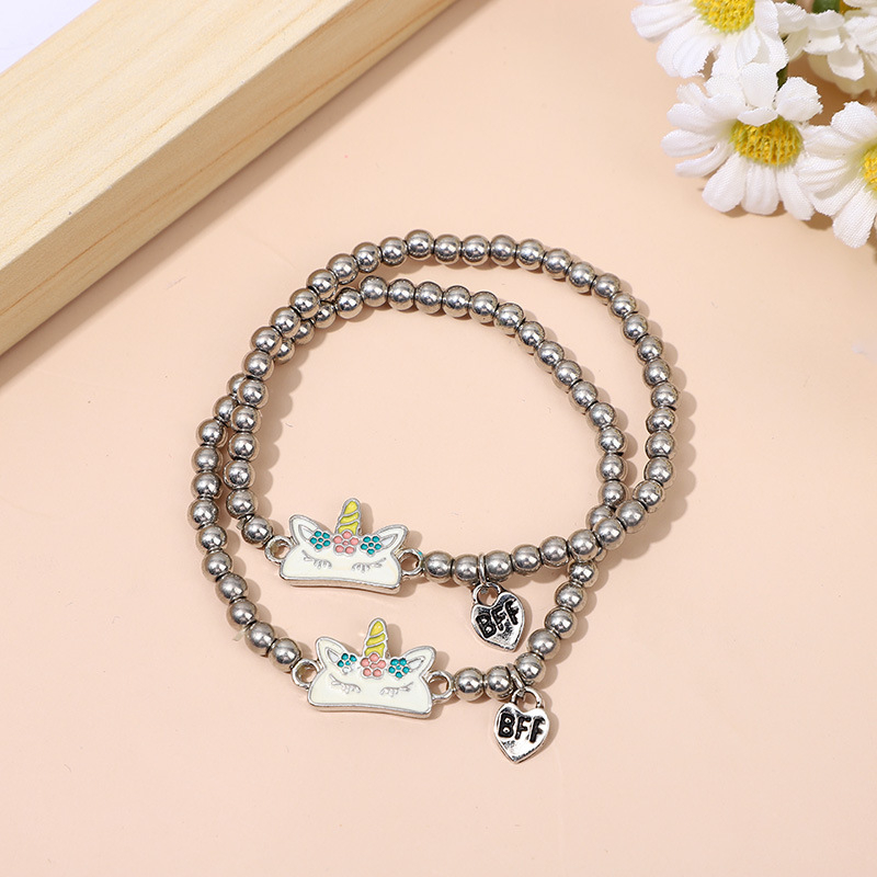 Narukvica s jednorogom BFF, beaded narukvica s uljnim premazom