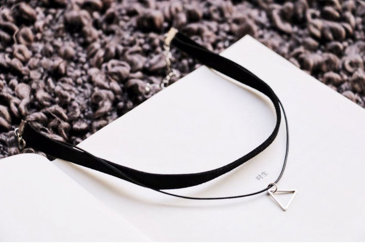 Colier în stil coreean, vintage, cu dublu strat, pandantiv triunghi pentru femei