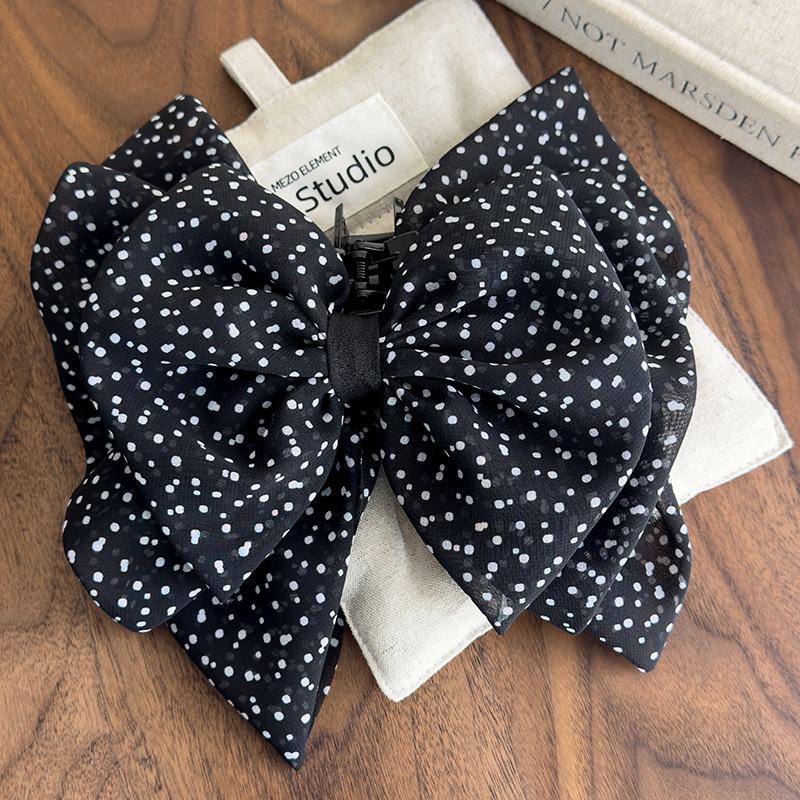 Francusko retro mrežasti til s točkicama, elegantna mašna, štipaljica za kosu s klipsom, šifonski dodatak za žene