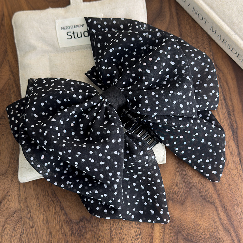 Francusko retro mrežasti til s točkicama, elegantna mašna, štipaljica za kosu s klipsom, šifonski dodatak za žene