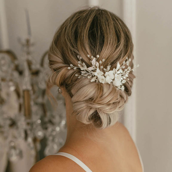 Accesorii de păr pentru mireasă în stil coreean, pieptene ceramic cu floare, pentru domnișoarele de onoare și cocuri