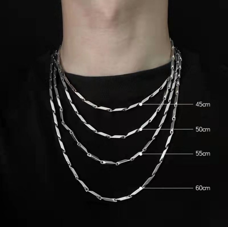 Muški ogrlica od nehrđajućeg čelika s lančićem tipa melon seed, titan privjesak, lagani luksuz, hip-hop ulični stil, dizajn bambusovog lista