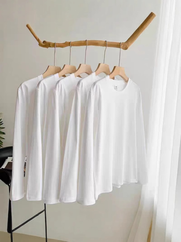 Težak pamukasti unisex T‑shirt s dugim rukavima, labavog kroja, bazni sloj za proljeće, jesen i zimu 2025, 200G