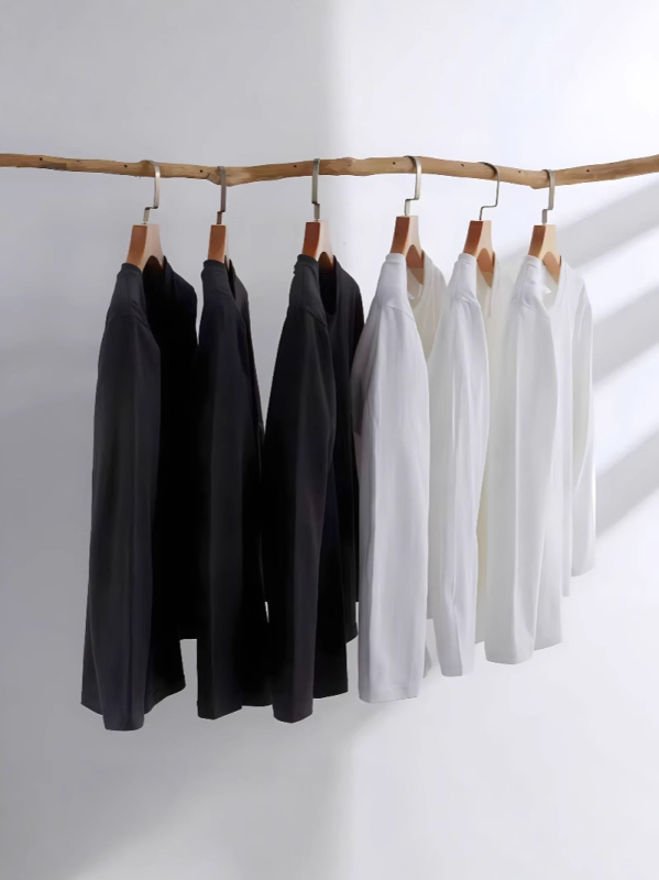 Težak pamukasti unisex T‑shirt s dugim rukavima, labavog kroja, bazni sloj za proljeće, jesen i zimu 2025, 200G