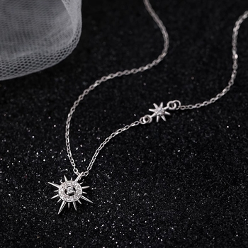 Ogrlica Starburst Suncokret za žene, S925 Sterling Silver, klavikularni lanac, minimalistički stil, lagani luksuz