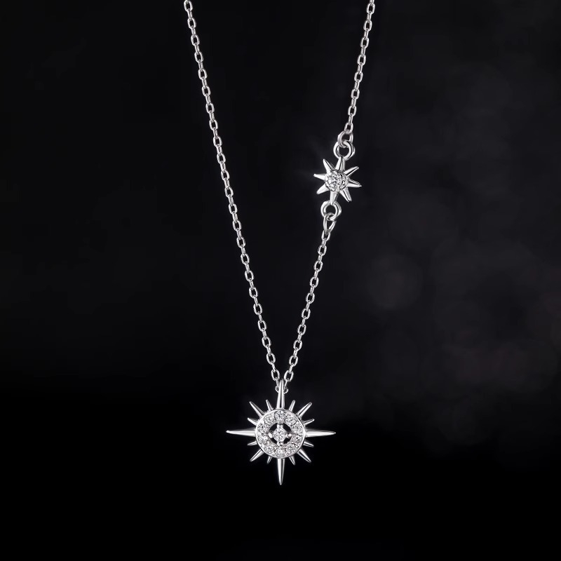 Ogrlica Starburst Suncokret za žene, S925 Sterling Silver, klavikularni lanac, minimalistički stil, lagani luksuz