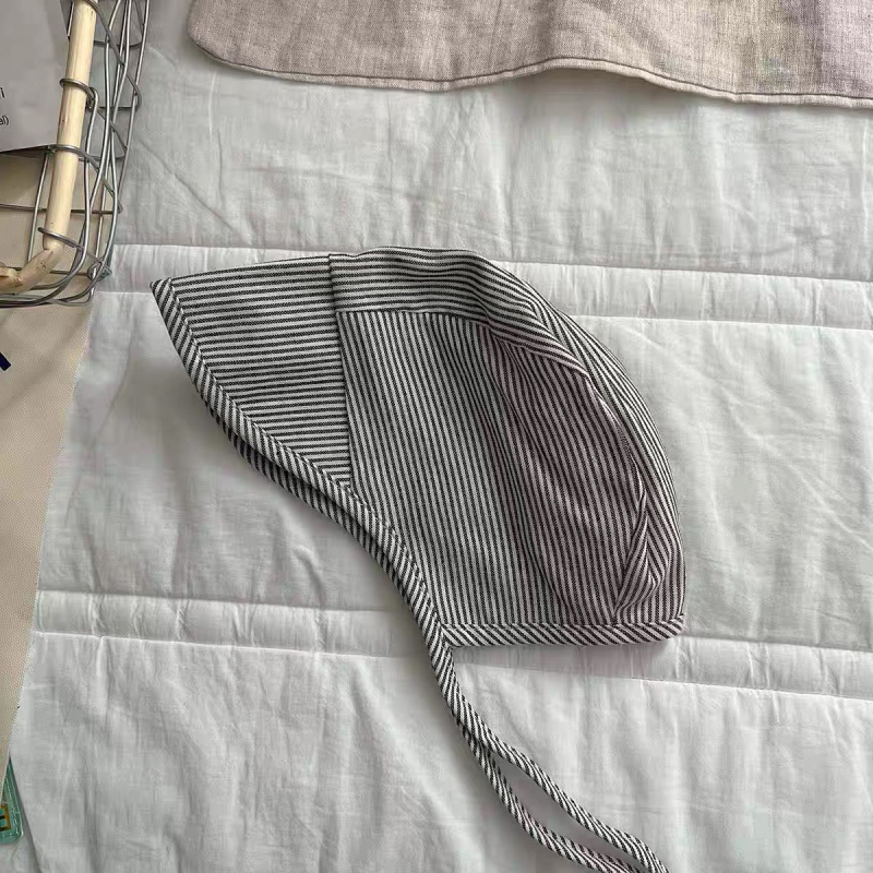 Dječja kapa za sunce s prugama, dvostruka zaštita za uši, prozračna, s vezicom, za proljeće i jesen, unisex
