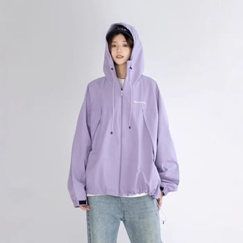Ženska jakna u američkom retro streetwear stilu, vodootporna i otporna na vjetar, ljubičasta, za proljeće i jesen, edicija za parove
