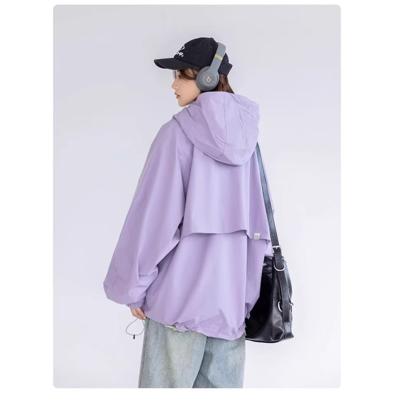 Ženska jakna u američkom retro streetwear stilu, vodootporna i otporna na vjetar, ljubičasta, za proljeće i jesen, edicija za parove