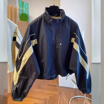 Ženska vjetrovka s stojećim ovratnikom, šnira za pričvršćivanje, široka ležerna silueta, proljetno-jesenski model, baseball stil