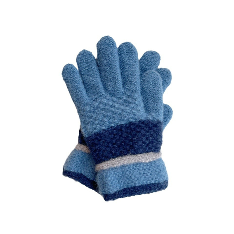 Kötött gyerek kesztyűk télre, meleg, vastagított, uniszex, öt ujjas, 4-10 éveseknek