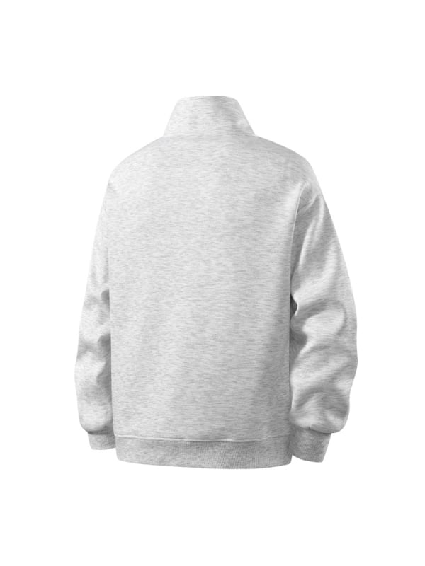 Тежък американски стил полуцип суитшър за мъже, дълги ръкави, нов модел 2025, ежедневна дреха със стойкова яка за пролет, есен и зима