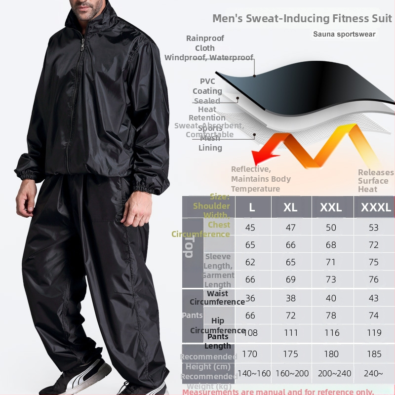 Ανδρικό σετ γυμναστικής με παντελόνια για εφίδρωση σε σάουνα, φαρδιά γραμμή