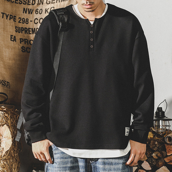 Американски стил 320 г тежък мъжки суитшър, есен 2024 нов модел, модна марка, Хенли яка